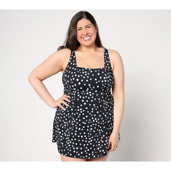 Kim Gravel x Swimsuits For All Square Neck Swim Dress Modern Dot Reg 16 - Picture 1 of 1